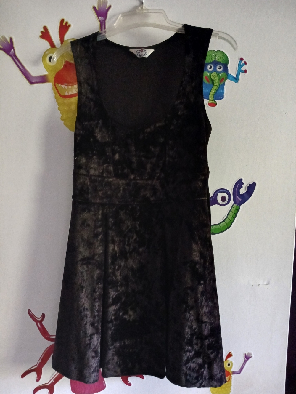 Y2K Black velvet skater dress